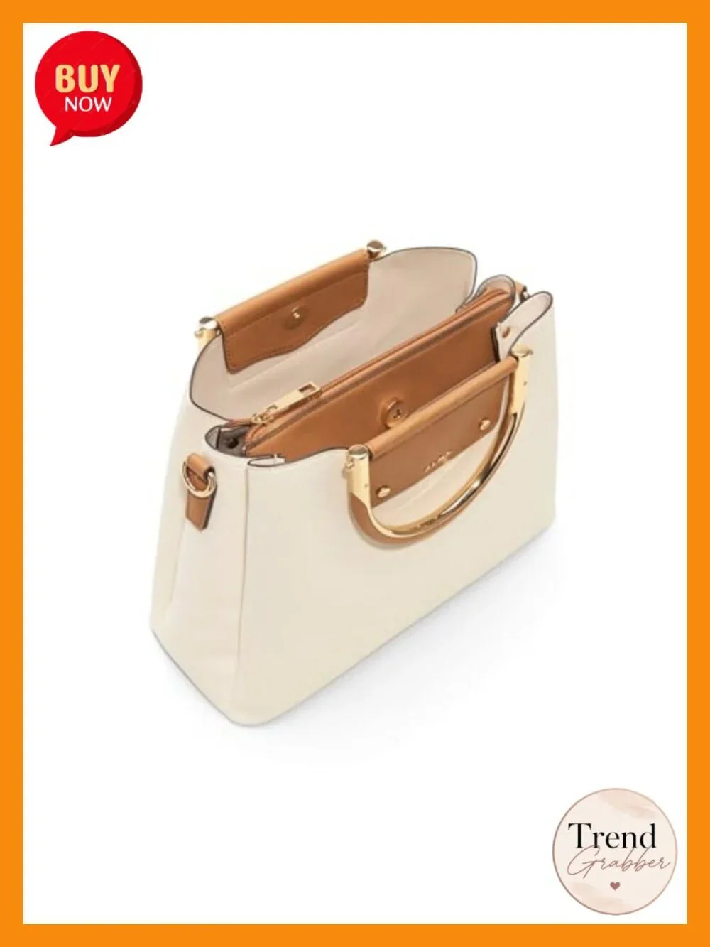 Synthetic Satchel Handbag with 3 Compartments Adjustable Strap